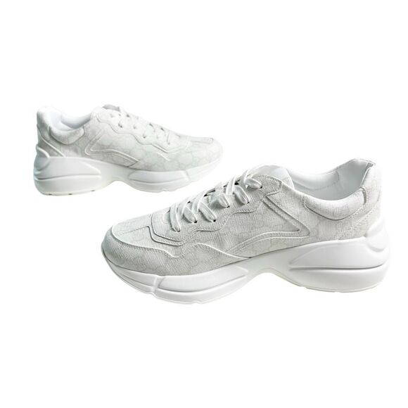 Brand New GUCCI Rhyton White GG Supreme Sneakers Size 40 Tessuto Chunky Low Top - Picture 4 of 14